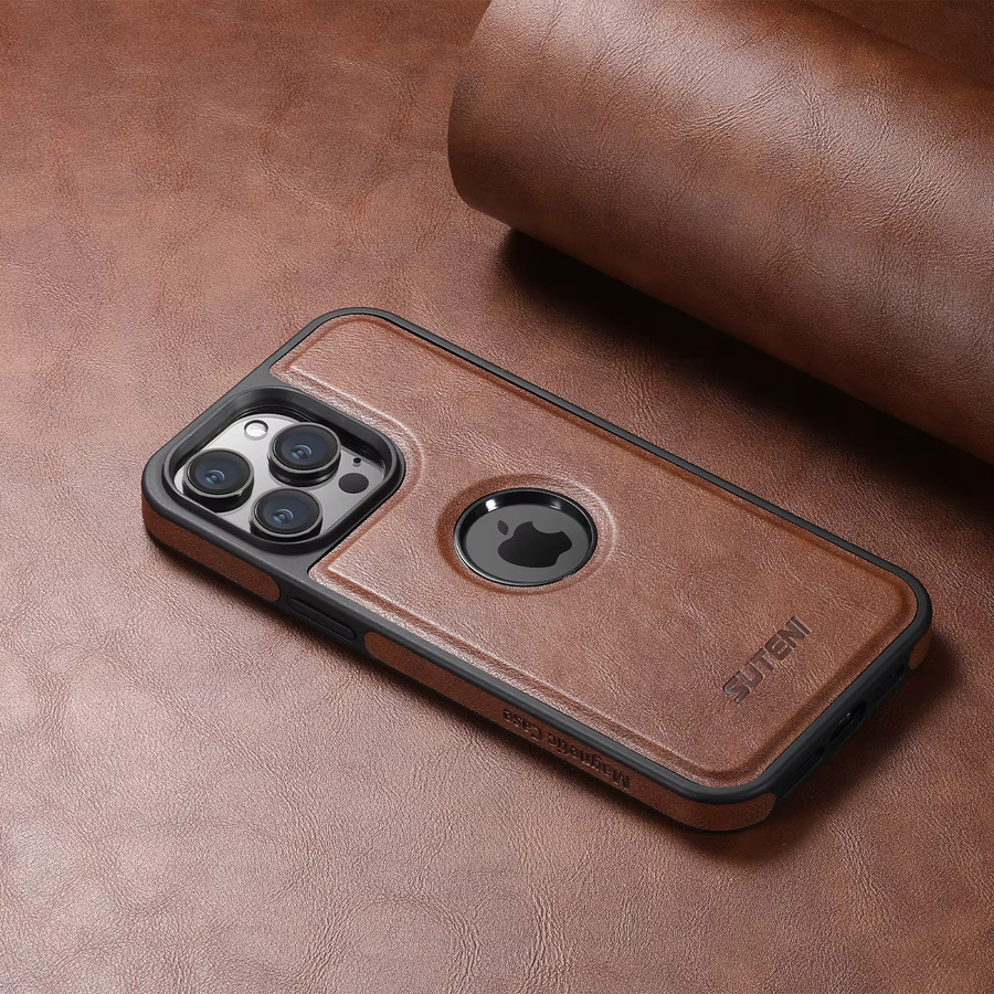 SUTENI Magnetische Kunstleder Handyhülle mit kabelloser Ladefunktion für iPhone 17 Pro Max 16 Plus 15 14 13 12 in Braun - Bild 2