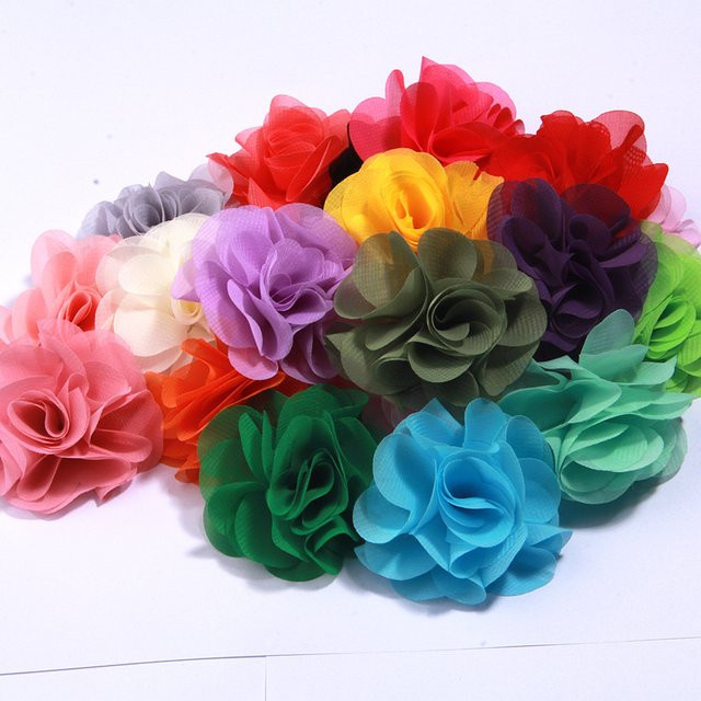 10 Stück handgemachte Organza-Tüllblumen in Beige für DIY-Hochzeitsdekoration und Accessoires - Bild 1
