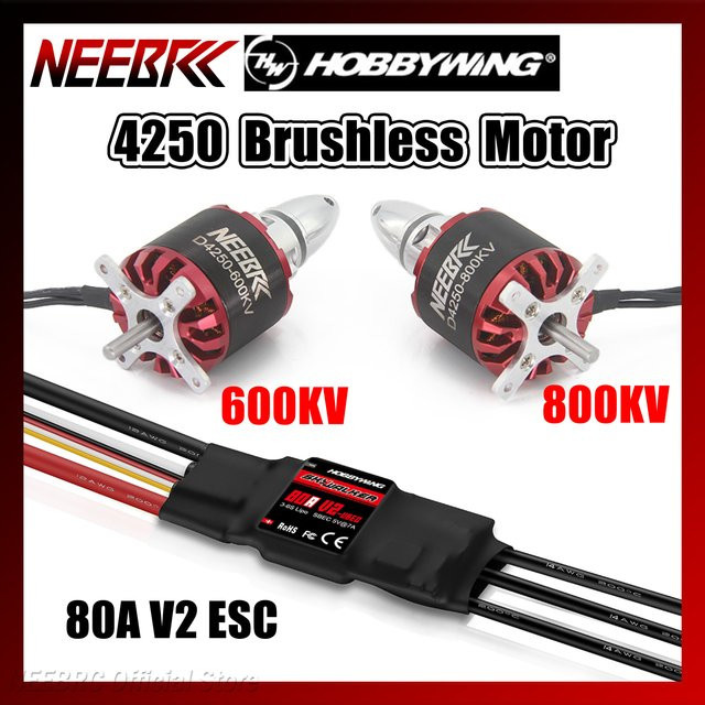 NEEBRC 4250 Bürstenloser Motor 600KV 800KV 3-7S mit HOBBYWING Skywalker 80A V2 ESC Geschwindigkeitsregler für RC FPV Drohne und Flugzeug in Rot - Bild 1