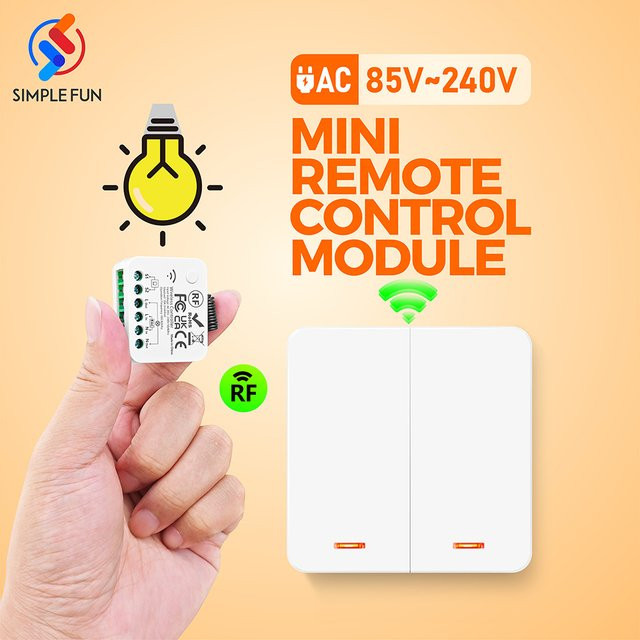 SLMPLEFUN Mini Drahtlose Fernbedienung Lichtschalter RF 433 MHz mit Verzögerungsfunktion für Lampe und LED in Weiß - Bild 1