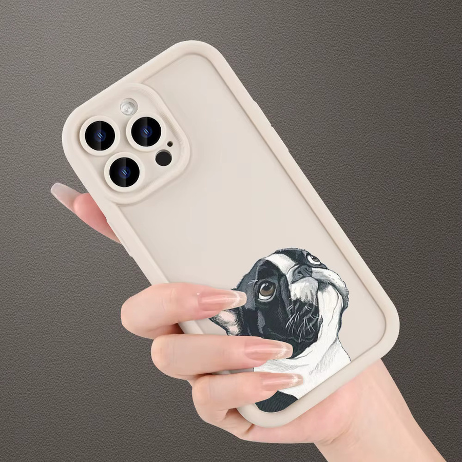 Sturzsichere Handyhülle mit Französische Bulldogge Design für Apple iPhone 11 bis 17 Pro Max Plus in Beige - Bild 2