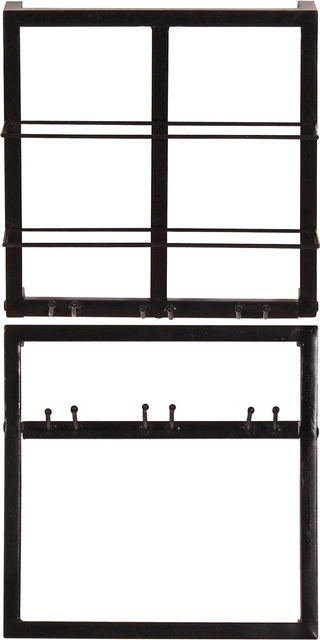 TPFLiving Weinregal-Set aus Metall im Industrial-Design, 2-teilig, Wandmontage, Schwarz Matt, Antikschwarz - Bild 1