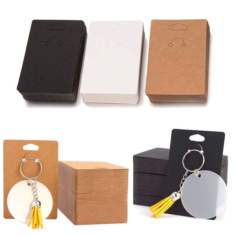 50 Stück Schlüsselbund Display Karten aus Papier in Mehrfarben, B/H: 9 x 6 cm zur Verpackung von Schmuck und Schlüsselringen - Bild 2
