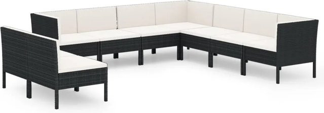 vidaXL 9-tlg Garten-Lounge-Set aus PE-Rattan in Schwarz mit Polsterung und Rückenkissen - Bild 1