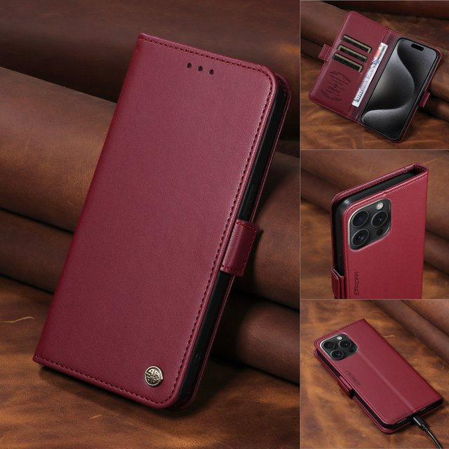Schutzhülle aus TPU und Leder für Samsung Galaxy A-Serie in Lila oder Rot - Bild 1