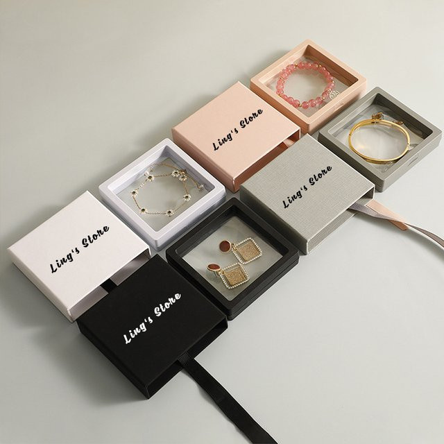 50 Stück personalisierte Schmuckschatullen mit Logo und PE-Aufhängungsfolie als Geschenkverpackung für Armbänder, Halsketten, Anhänger und Ohrringe - Bild 1