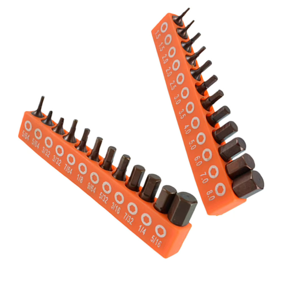 VIBRATITE Sechskant-Schraubendreher-Bit-Set aus legiertem Stahl, magnetisch, 12/24-teilig, Farbe: Orange - Bild 2