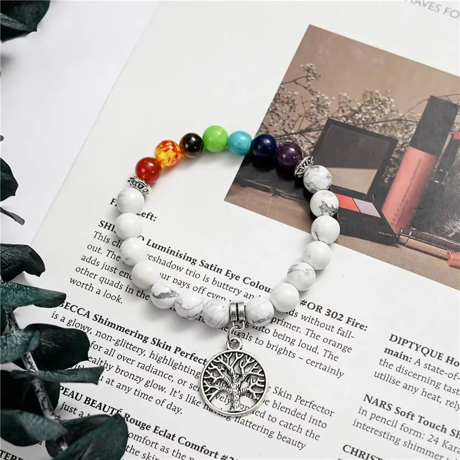Armband 7-Chakra-Lebensbaum, Naturstein, Perle, Bunt, Unisex - Bild 3