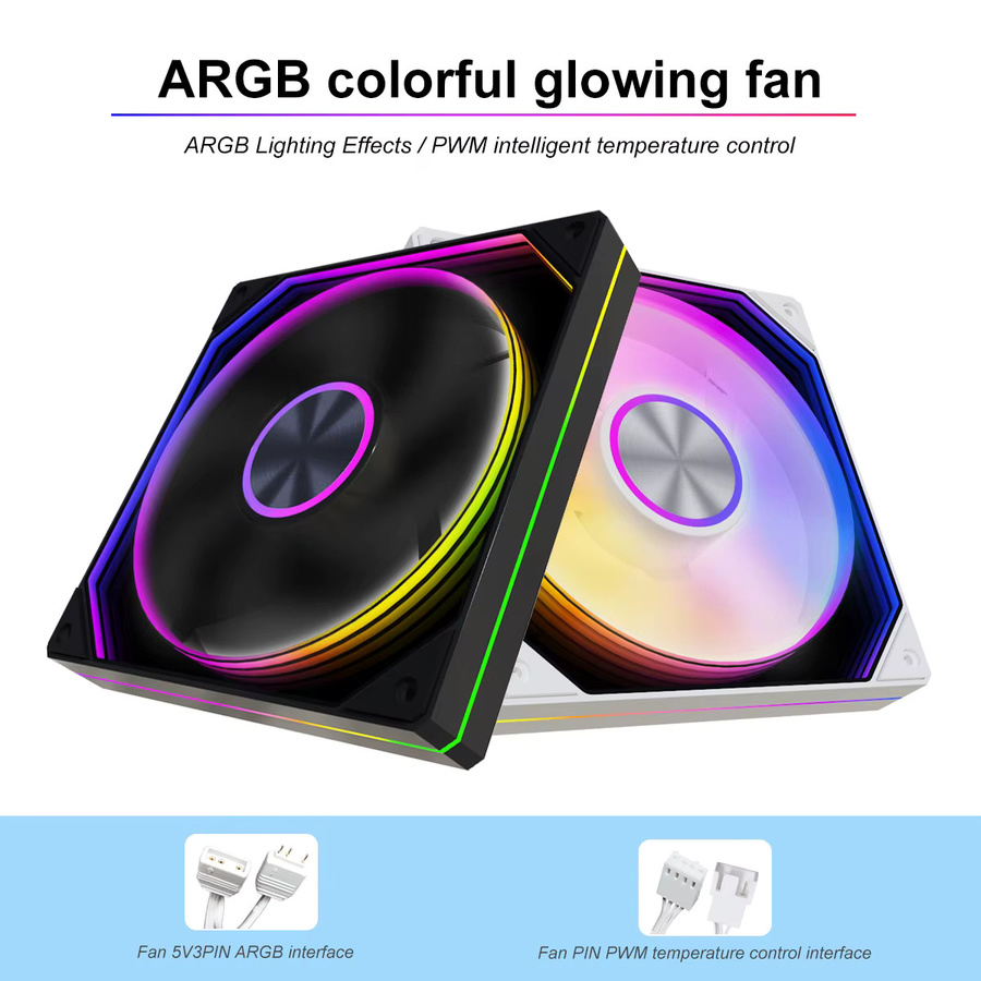 CX FUTRUE ARGB PWM PC-Gehäuselüfter-Set in Weiß mit Unendlicher Spiegelprisma-Effekt, leise Kühllüfter inklusive Hub und Fernbedienung, 5V 3Pin SYNC für deinen Gaming-Computer - Bild 3
