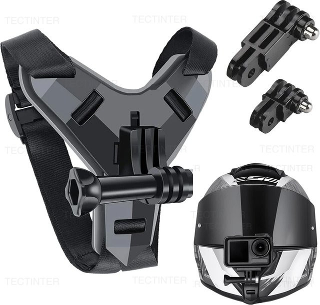 Helm-Kinnhalterung für GoPro Hero 11 9 8 7 5 und SJCAM in Schwarz als Action-Kamera-Zubehör für Motorradhelme - Bild 1