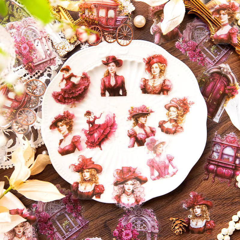 30 Stück Retro Prinzessinnen-Aufkleber in Multicolour für Scrapbooking und DIY-Projekte - Bild 1