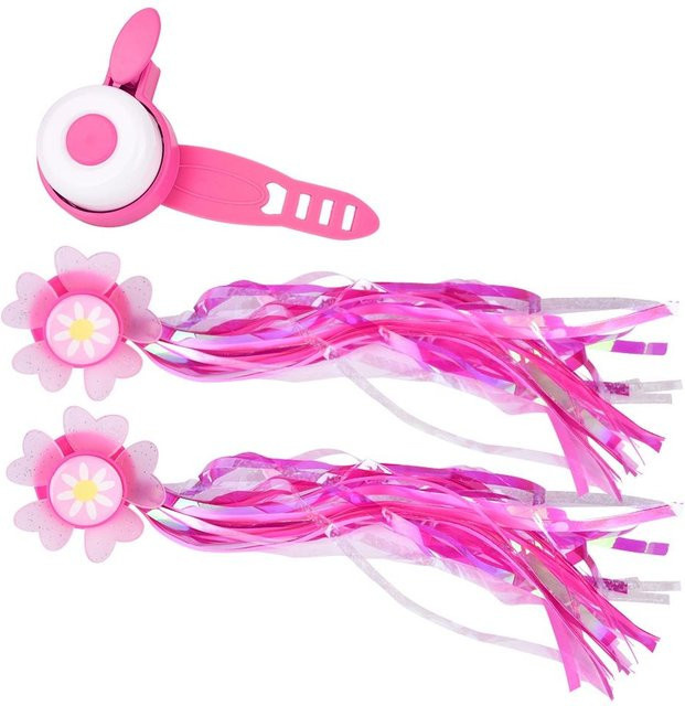 Fishine Fahrrad Roller Zubehör, Lenker Griffe Klingel und Sonnenblumen Quasten Streamer, pink - Bild 1