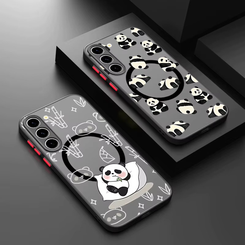 Magnetische Handyhülle mit Panda-Muster für Samsung Galaxy S26 S25 S24 S23 Ultra S25 FE A17 A37 A56 A55 A36 A16 in Schwarz - Bild 1
