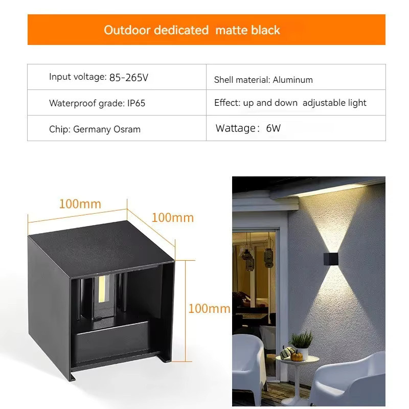 TRAZOS LED Außenwandleuchte Cube in Schwarz, moderne Up-Down Wandbeleuchtung aus Aluminium mit IP65 Wasserschutz und warmweißem Licht - Bild 4