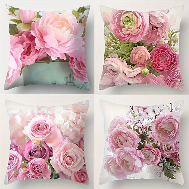 VIKAMA Kissenbezug mit floralem Rosenblumenmuster, quadratisch, B/B/H: 30 x 30 x 30 cm - Bild 1