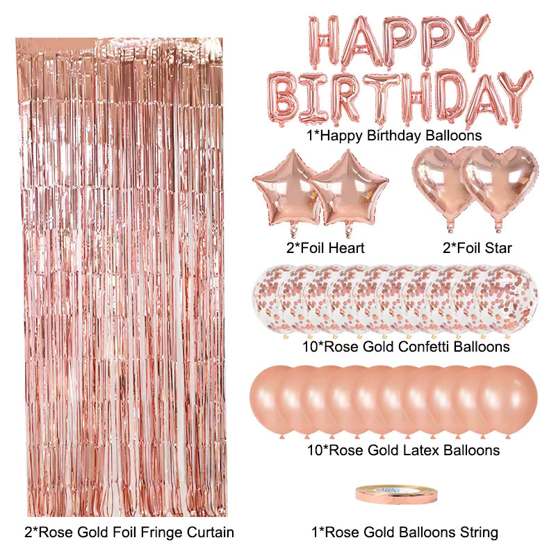 CYZIWEIN 40er Set Partyballons in Gold mit Happy Birthday Buchstaben-Folienballons, Herzballons und Latexballons für Geburtstag und Jubiläum - Bild 2