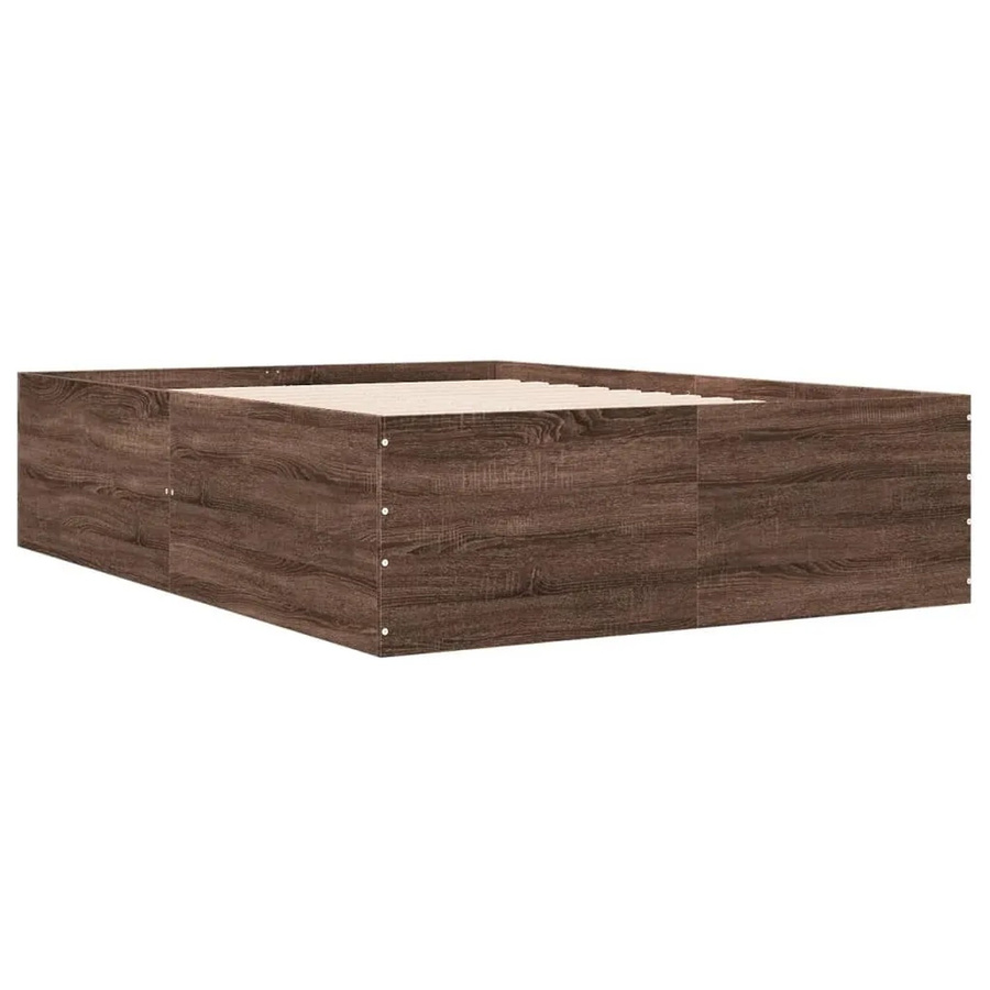 vidaXL Bettgestell in Eiche Braun aus Holzwerkstoff, B/T/H: 138 x 190 x 45 cm - Bild 2