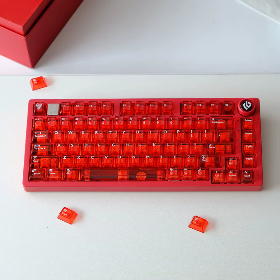 Aifei Keycap Set Transparent Cherry Profile mit 114 Tasten für Cherry MX Switches, PC, Farben: Transparent, Schwarz, Rot - Bild 4