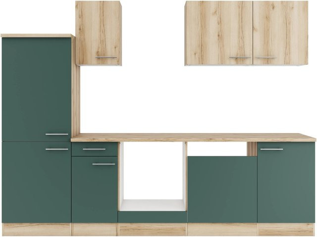 Optifit Küchenzeile KPLS 2742OE-9+ Wildeiche Nachbildung und Steingrün, Breite: 270 cm - Bild 1