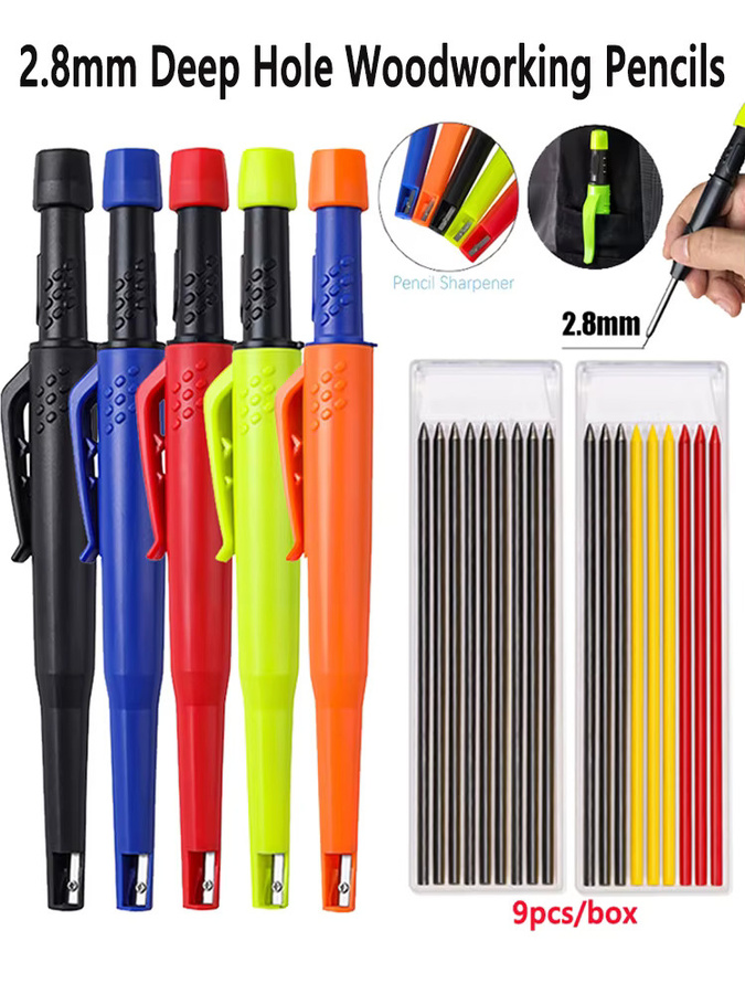 JOMPENS Holzbearbeitungsbleistift-Set in Schwarz mit 2,0 mm Mine und integriertem Spitzer für Profis - Bild 7