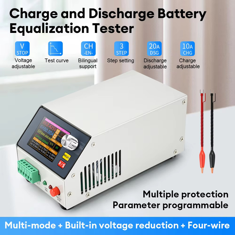 Gaqqee BT22V-1020A Programmierbarer Batterie-Lade- und Entladetester mit 20A, 150W, 4-Draht-Kelvin-Messung, 8 Modi und 2,4-Zoll-Farbdisplay inklusive PC-Software für Li-Po, Li-Ion und LiFePO4 - Bild 2
