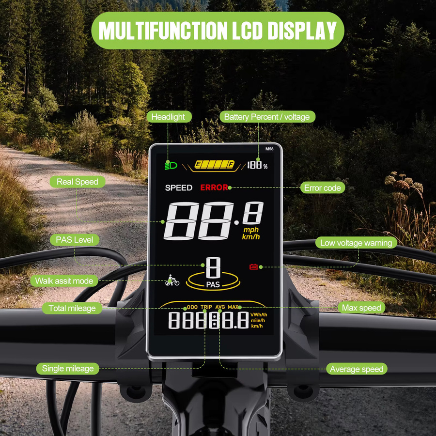Bafang E-Bike Display SW2-M58 LCD-Bildschirm in Schwarz für BAFANG BBS01 BBS02 BBSHD UART Motoren, 3,8 Zoll wasserdichter E-Bike Tacho mit 5PIN Buchse - Bild 3