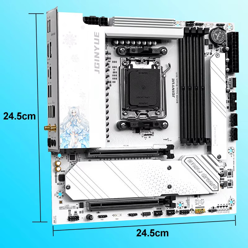 JGINYUE B850M Snow Dream WIFI Motherboard Sockel AM5 in Weiß mit DDR5-Unterstützung für Ryzen 9000/8000/7000 Serie - Bild 4