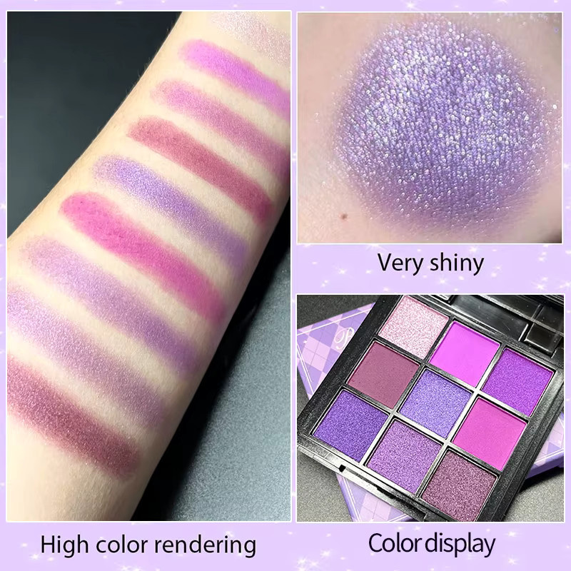 Charm For You Lidschatten-Palette, 9 Farben, Lila, Matt & Schimmernd, Unisex - Bild 6
