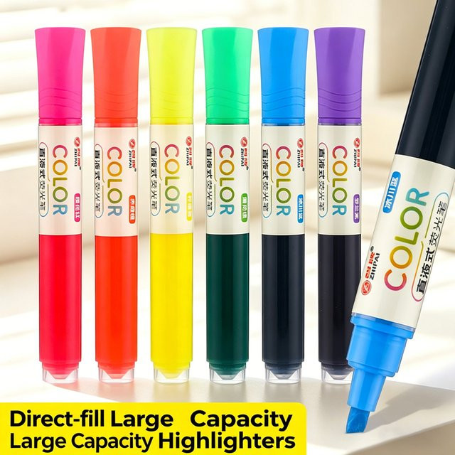 Zhipai 6-teiliges Textmarker-Set mit breiter Spitze in Multicolour für Schule und Büro - Bild 1