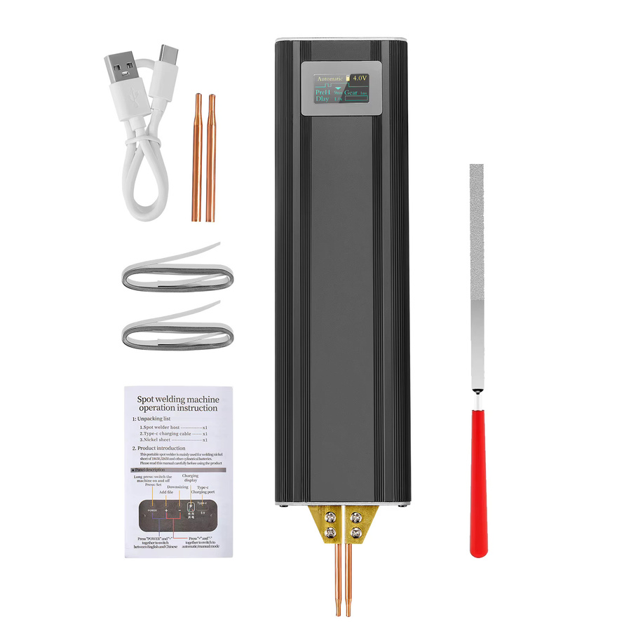 Rbefeuly 2-in-1 Akku-Punktschweißer in Schwarz mit 5000 mAh, automatischer und manueller Funktion sowie 80 einstellbaren Geschwindigkeiten für DIY-Batterien - Bild 6