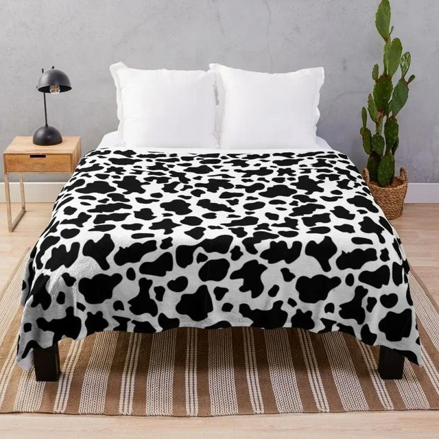 Weiche Flaneldecke mit Kuhfellmuster von JMG Household Supplies in Schwarz, B/B: 100 x 130 cm - Bild 1