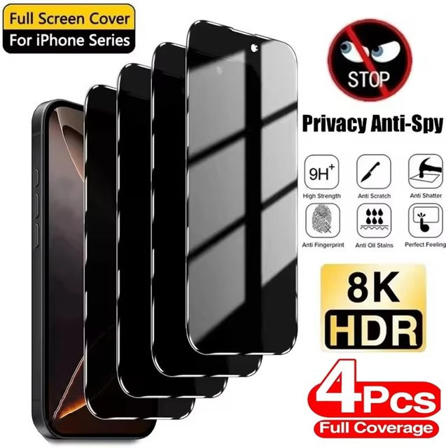 Anti-Spionage Panzerglas Displayschutzfolie für Apple iPhone 11 bis iPhone 18 Pro Max, transparent - Bild 1