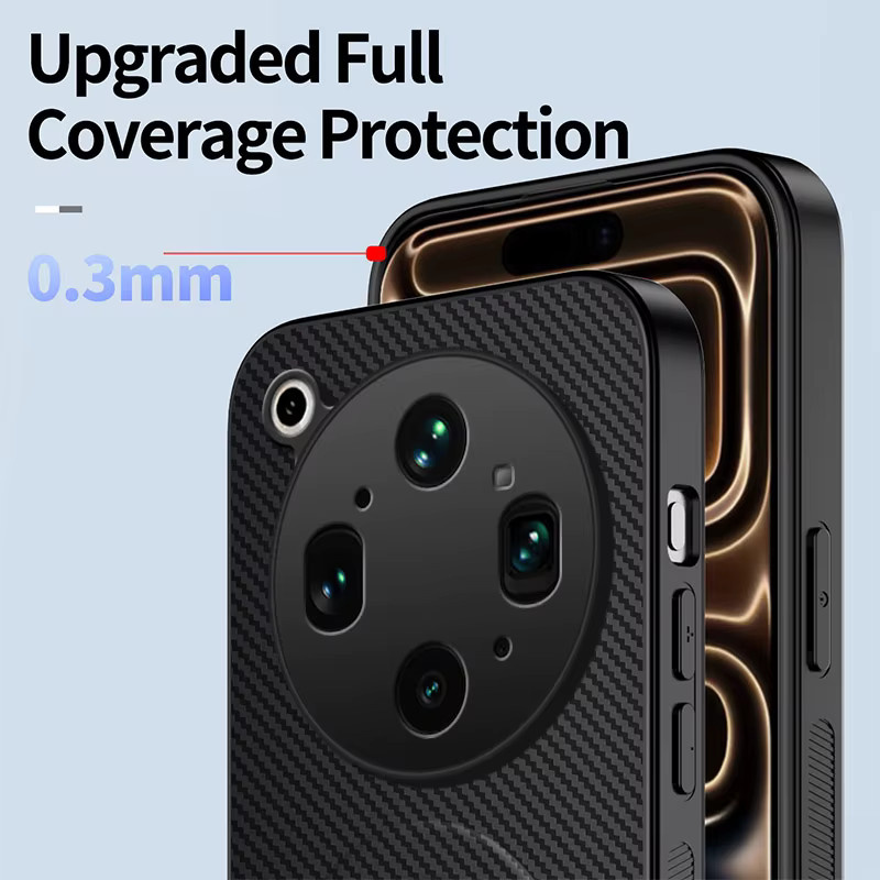 Magnetische Schutzhülle für OPPO Find X9 Ultra in Schwarz mit Carbonfaser- und Leder-Textur sowie Unterstützung für kabelloses Laden - Bild 4