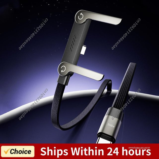 ATUOTIN Faltbares USB-C Schnellladekabel mit integriertem Telefonständer in Schwarz für iPhone 17, 240W/65W - Bild 1