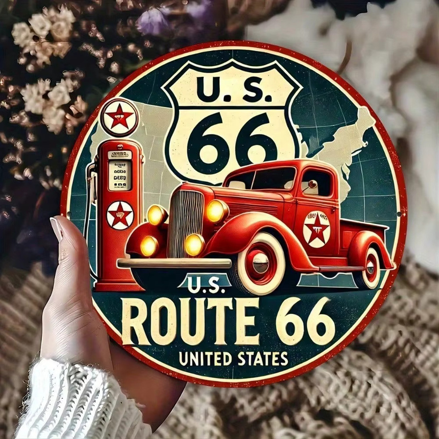 CIFBUY Retro Route 66 Metallschild Vintage Aluminium Wanddekoration, B: 30,48 cm, H: 20,32 cm, Mehrfarbig - Bild 3