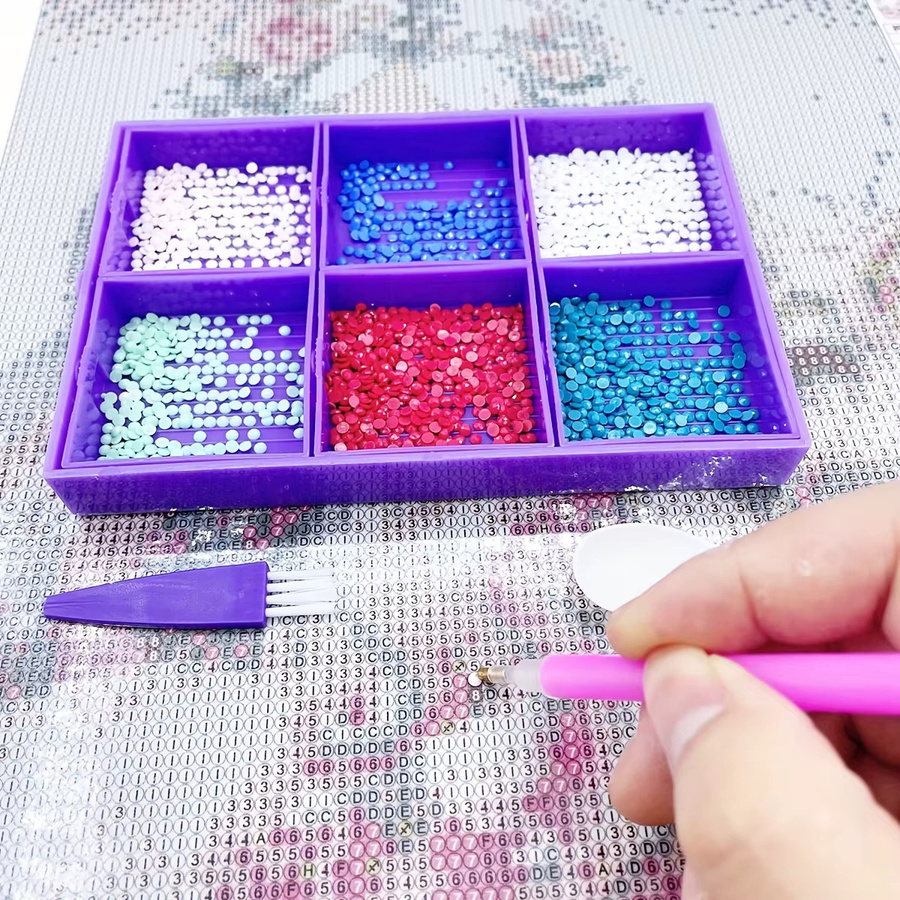 Gelbes Diamant-Malerei-Tablett-Set mit Bohrplatten und Stift für Diamant-Mosaik und Kreuzstich-Zubehör aus Kunststoff - Bild 1