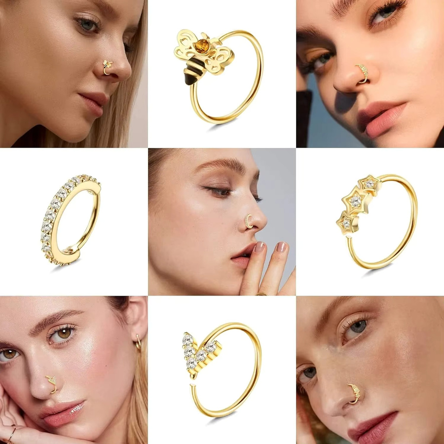 Drperfect Nasenring Hoop, Edelstahl, Gold, Unisex - Bild 2