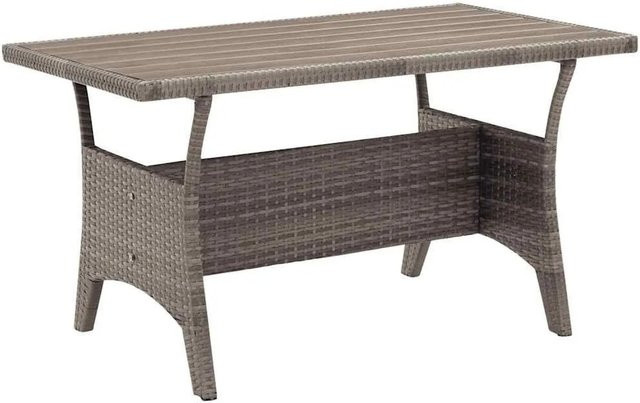Furnicato Gartentisch aus PE-Rattan in Grau für Garten und Terrasse, B/T/H: 120 x 70 x 66 cm - Bild 1