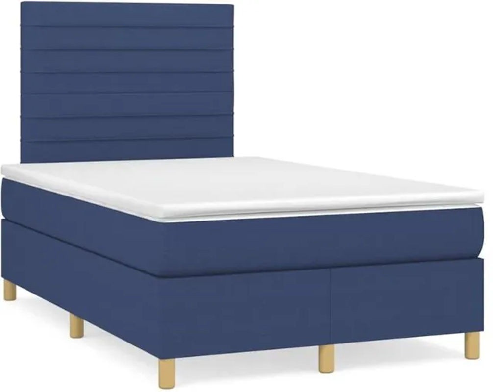 Vidaxl Boxspringbett mit Matratze in Blau aus Stoff, B/B: 120 x 190 cm - Bild 1