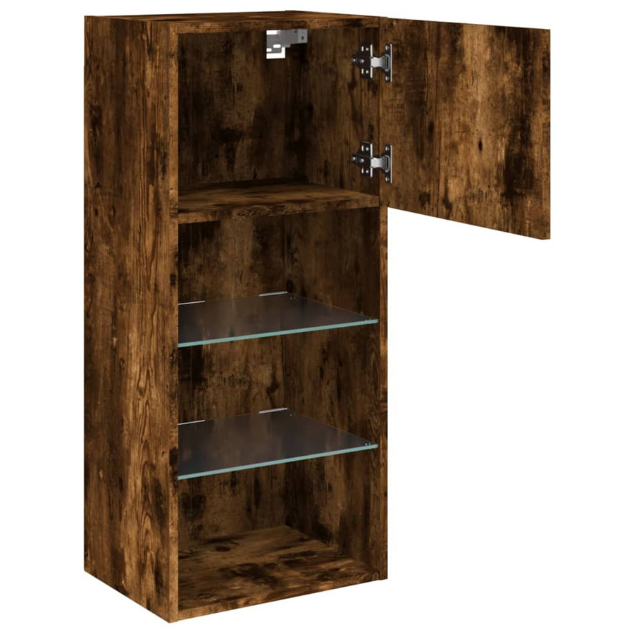 vidaXL TV-Schränke mit LED-Beleuchtung, 2er-Set, Geräucherte Eiche, B/T/H: 40,5 x 30 x 90 cm - Bild 5
