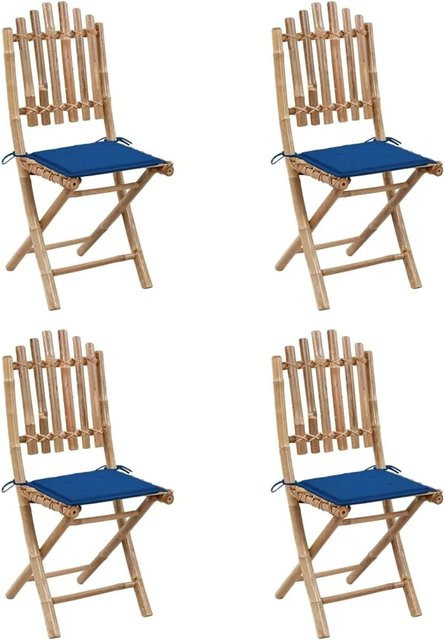 vidaXL 5-tlg Garten-Essgruppe aus Bambus mit blauen Kissen Modell 11 - Bild 1