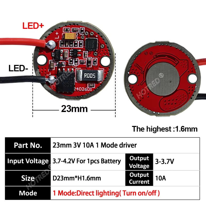 LED Taschenlampen-Treiber OTCRREE für XHP70.2 XHP70.3 Hi XHP90 SBT90, Durchmesser: 23 mm, DC 3-3,7 V - Bild 4