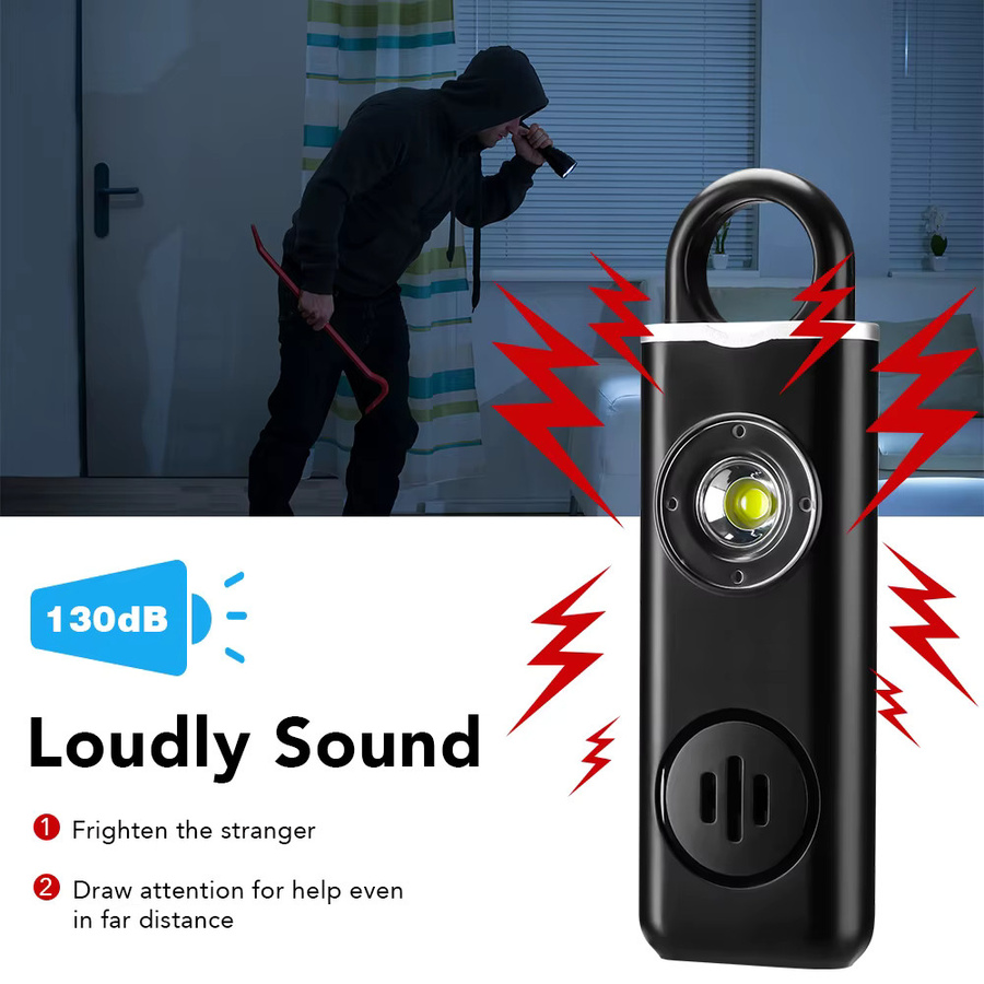 Awapow Persönlicher Sicherheitsalarm mit 130dB und LED-Licht, wiederaufladbarer Selbstverteidigungsalarm als Schlüsselanhänger für Frauen, in Pink oder Schwarz - Bild 2