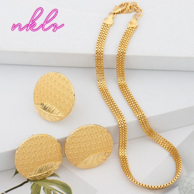 Schmuck-Set Halskette, Ohrringe und Ringe, Goldfarben, Damen - Bild 1