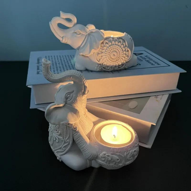 Dekorativer Teelichthalter mit Elefantenrüssel-Skulptur von Yiran Furniture aus Polyresin im modernen Stil - Bild 2