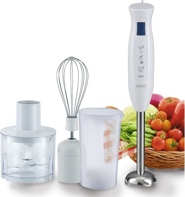 SOGO Stabmixer Set mit 400 W Leistung in Weiß aus Kunststoff und Edelstahl - Bild 1