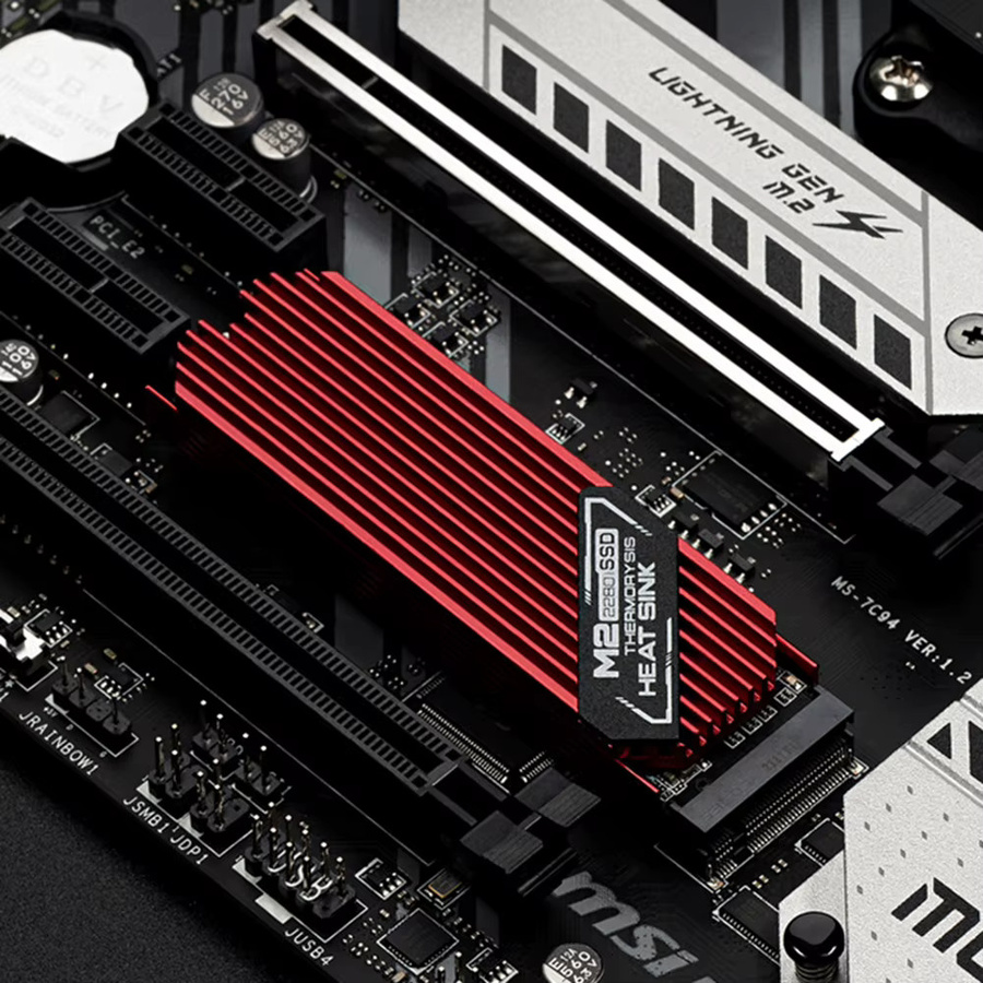 IRhasta M.2 NVMe 2280 SSD Kühler aus Aluminium mit Wärmeleitpad für PS5 und Desktop-PC in Silber oder Rot - Bild 4