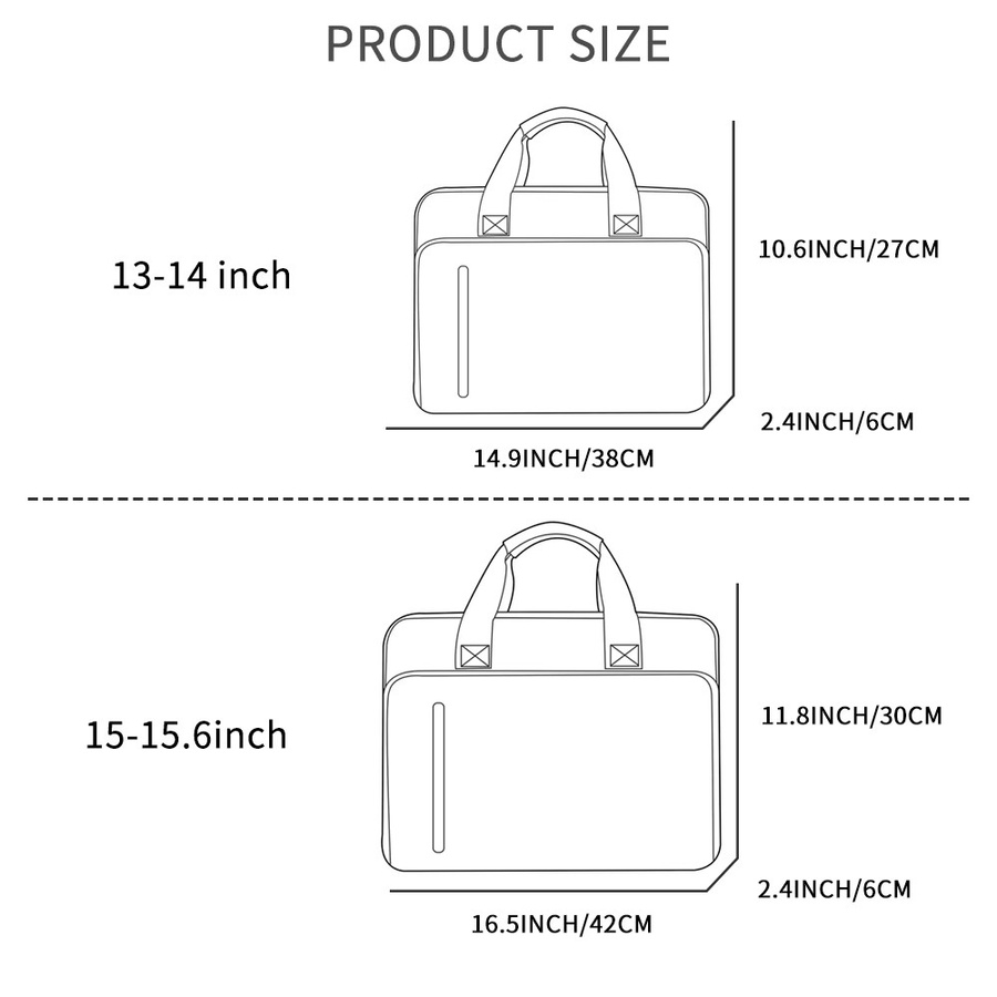 ValueWin Laptop-Umhängetasche für 14 bis 16 Zoll, Schultertasche und Computerhülle für MacBook Air Pro, Farbe: Schwarz - Bild 2