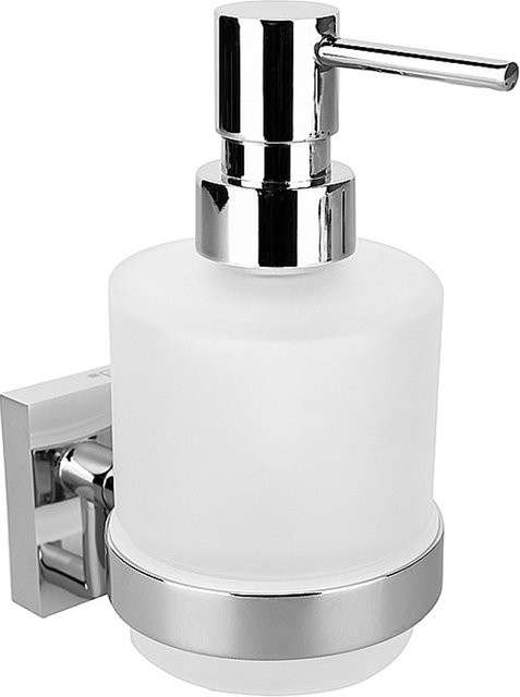 Brillantbad META Glasseifenspender MINI aus Messing in Chrom poliert, silber/weiß, B/T/H: 7,5 x 14,5 x 10 cm, 200 ml - Bild 1