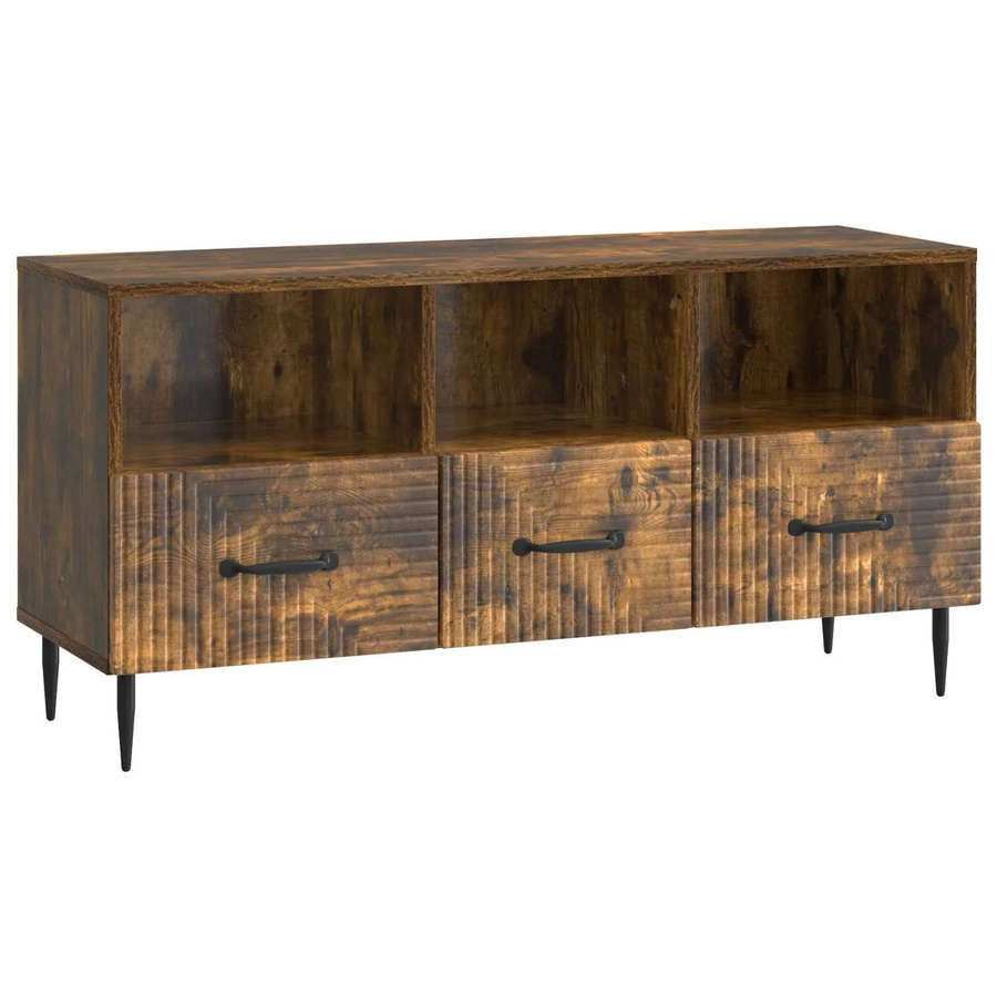 vidaXL TV-Schrank Modern in Geräuchert Eiche, Farbe Braun, B/T/H: 102 x 34,5 x 50 cm - Bild 2